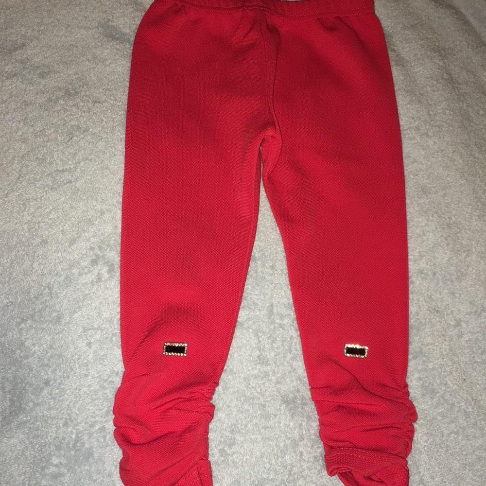 New DollCake red ruched jewel leggings